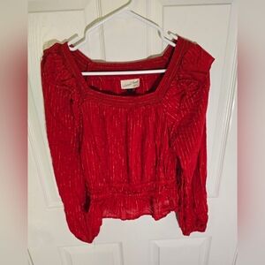 Universal Thread Womens Red Long Sleeve Blouse Small